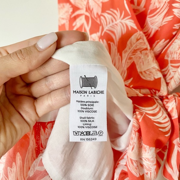 Maison Labiche Paris | Silk Palm Leaf Print Wrap Dress - Picture 5 of 7